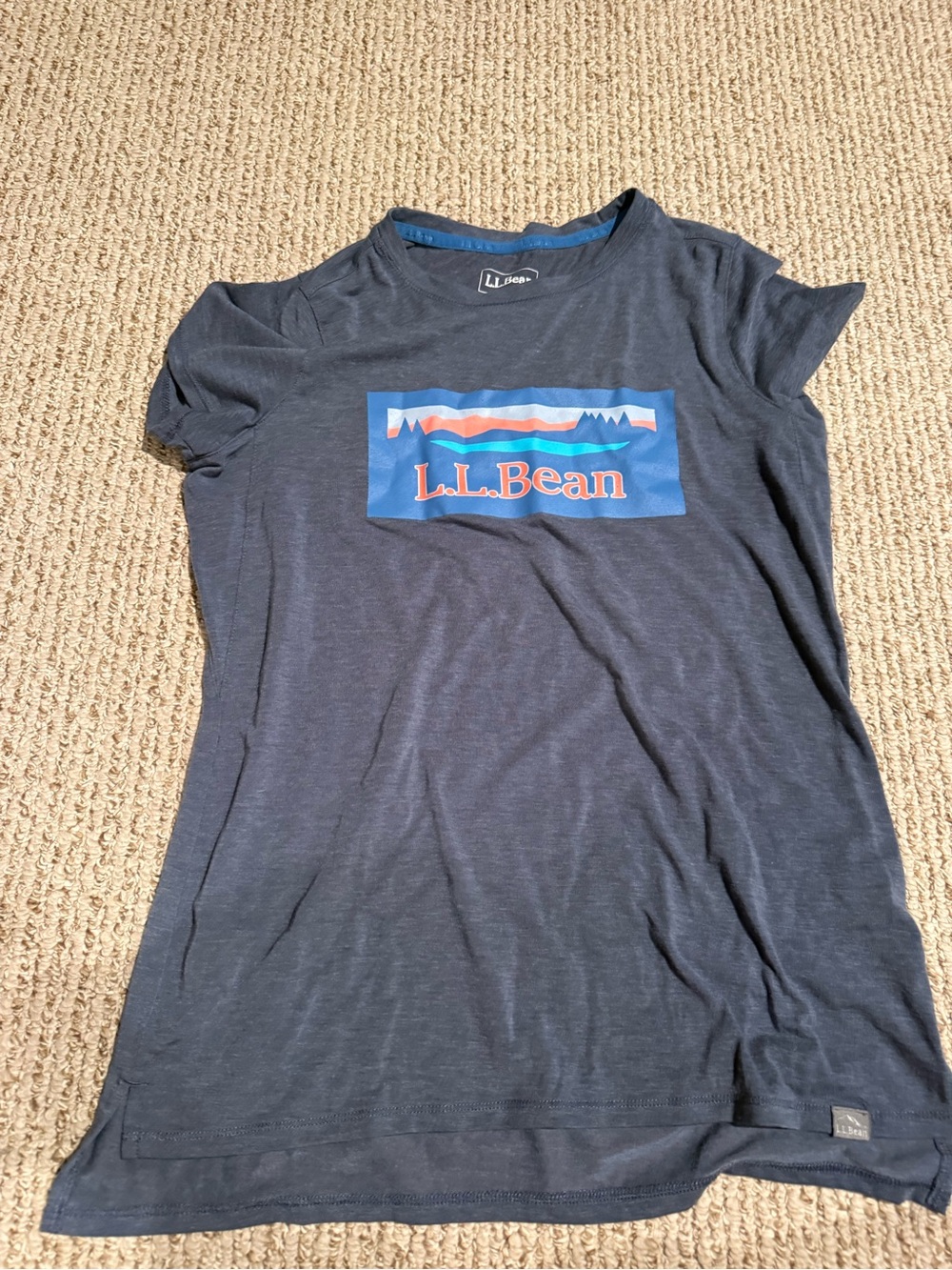 L.L. Bean Navy Tee with Blue and Red Graphic